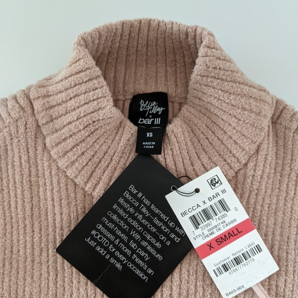 Becca Tilley x Bar III Mock Neck Sleeveless Ribbed Chenille Sweater, XS NWT - Picture 3 of 6